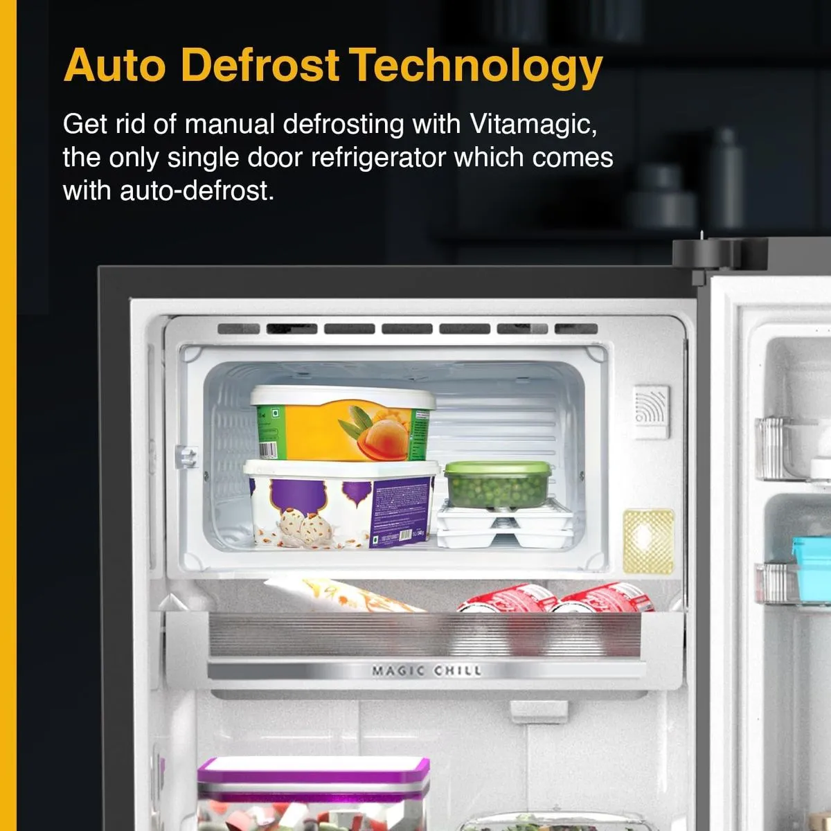 Vitamagic Pro 192L 3 Star Radiant Steel Auto Defrost Single Door Refrigerator - Image 5